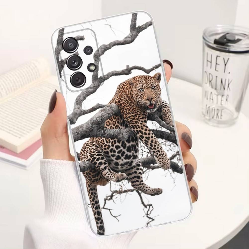 Крутой Леопард Для Samsung A51,30,71,S9,Ultra,Lite,S23,22,21,Plus,10,20,FE, Прозрачный, Силиконовый Чехол