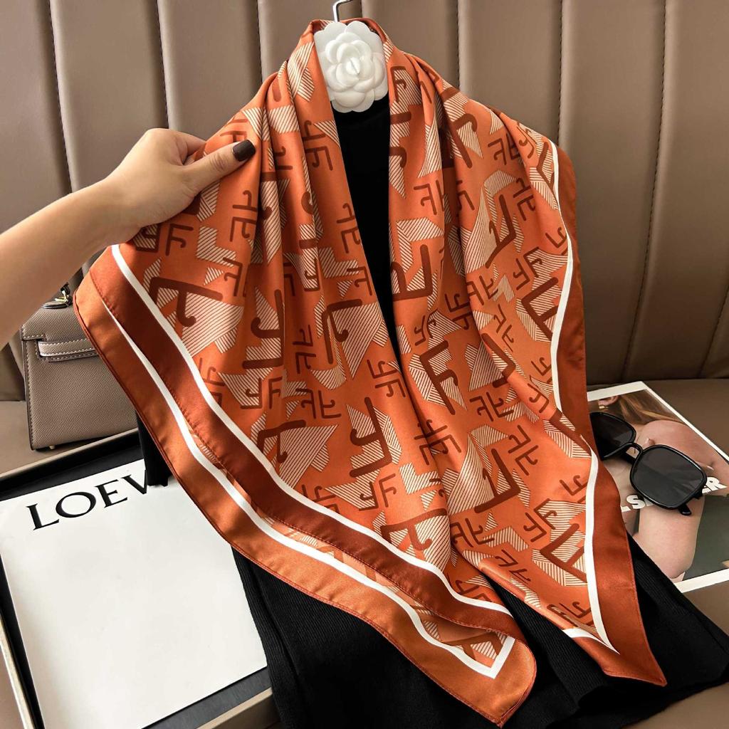 New 91cm large square scarf simulation silk elegant high-end decorative shawl women's silk scarf fashionable versatile professional scarf