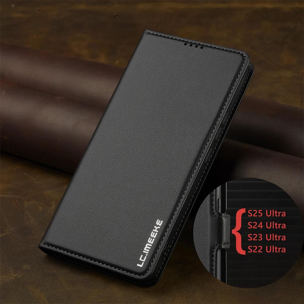 Флип кожаный чехол для Samsung Galaxy A15 A35 A55 A14 A34 A54 A56 A16 A36 S25 S24 S23 Ultra S22 S21 Plus S20 FE чехол для телефона с картой