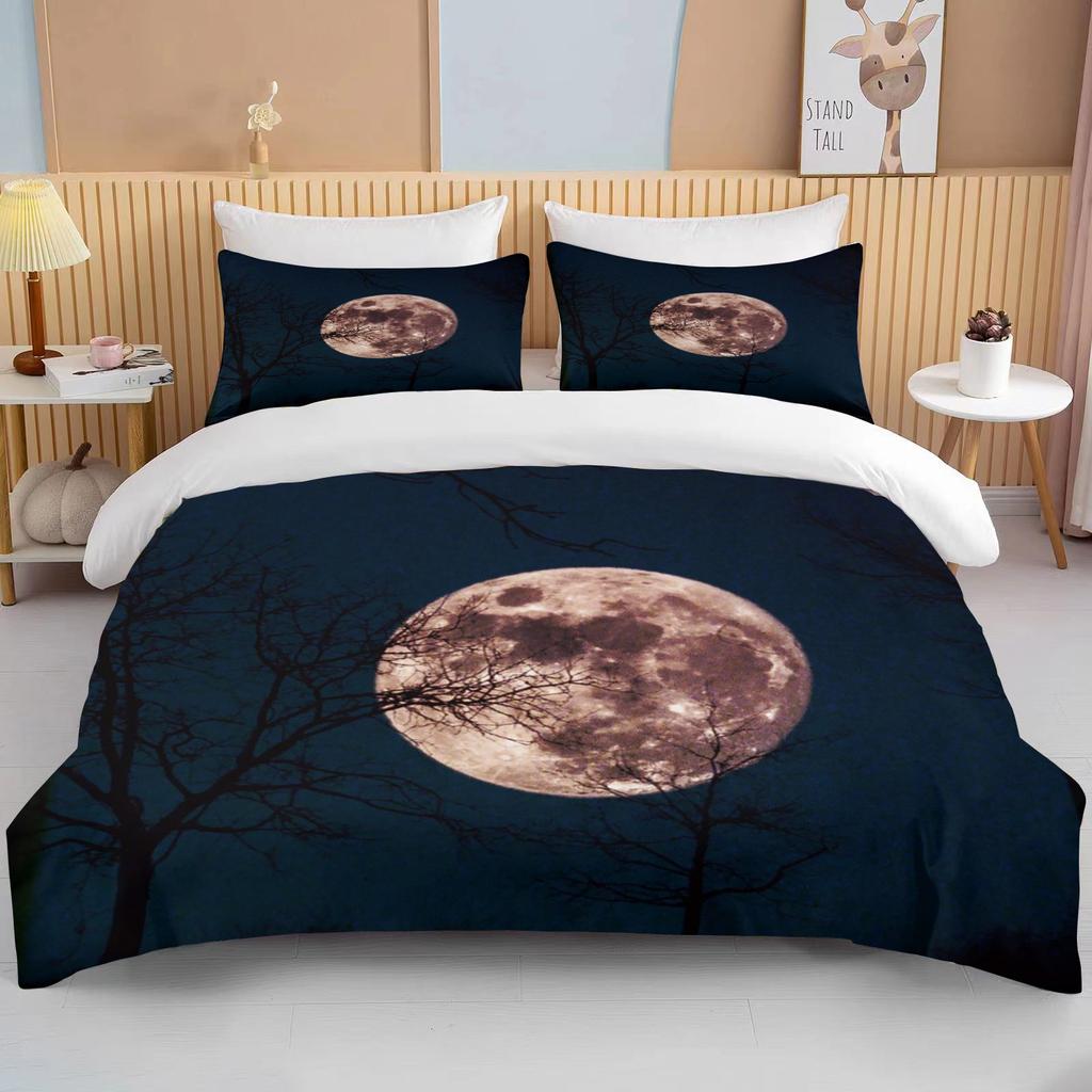 Комплект постельного белья «Луна» с ночным видом, комплект пододеяльников с наволочкой, постельное белье King Queen, полный двойной одинарный размер, Роскошное постельное белье, декор