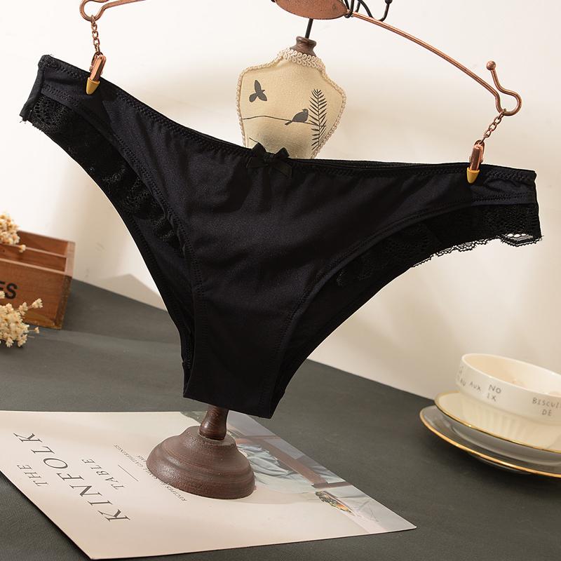 TERMEZY Женские бесшовные трусики из ледяного шелка с милым принтом, кружевное нижнее белье по бокам, женские стринги, нижнее белье, полузавернутое нижнее белье на бедрах