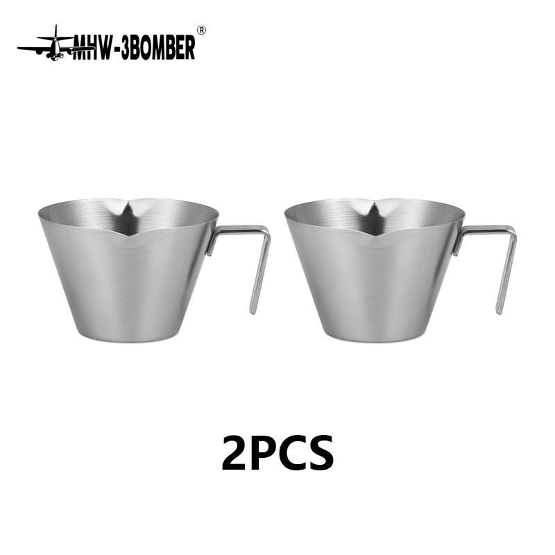 MHW-3BOMBER Нержавеющая сталь Эспрессо Мерная чашка с ручкой 2/3 Упаковка SEspresso Чашки 100 мл Домашние аксессуары для бариста Кофе