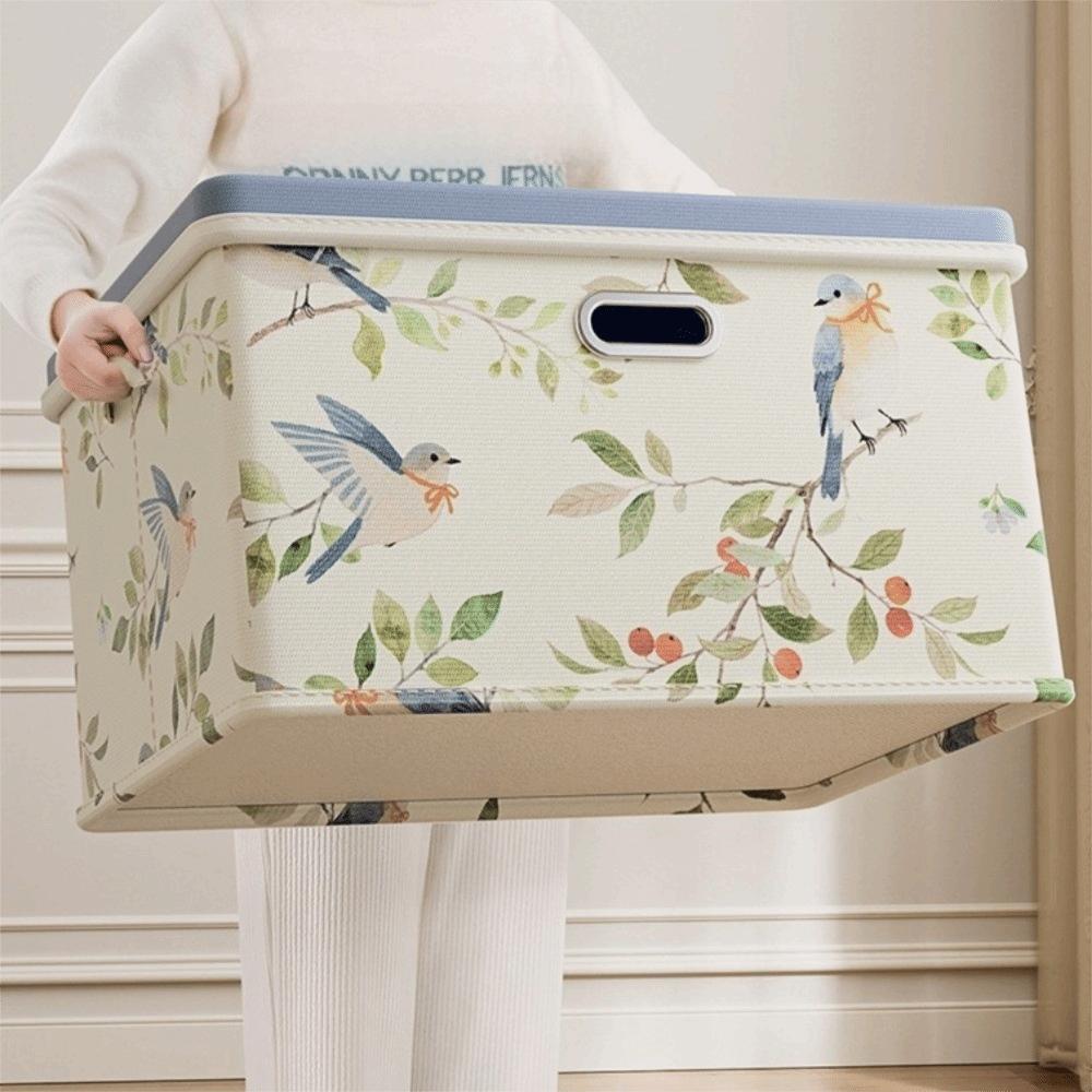 Large Capacity Peony Pattern Storage Box Folding Car Storage Container Down Jacket