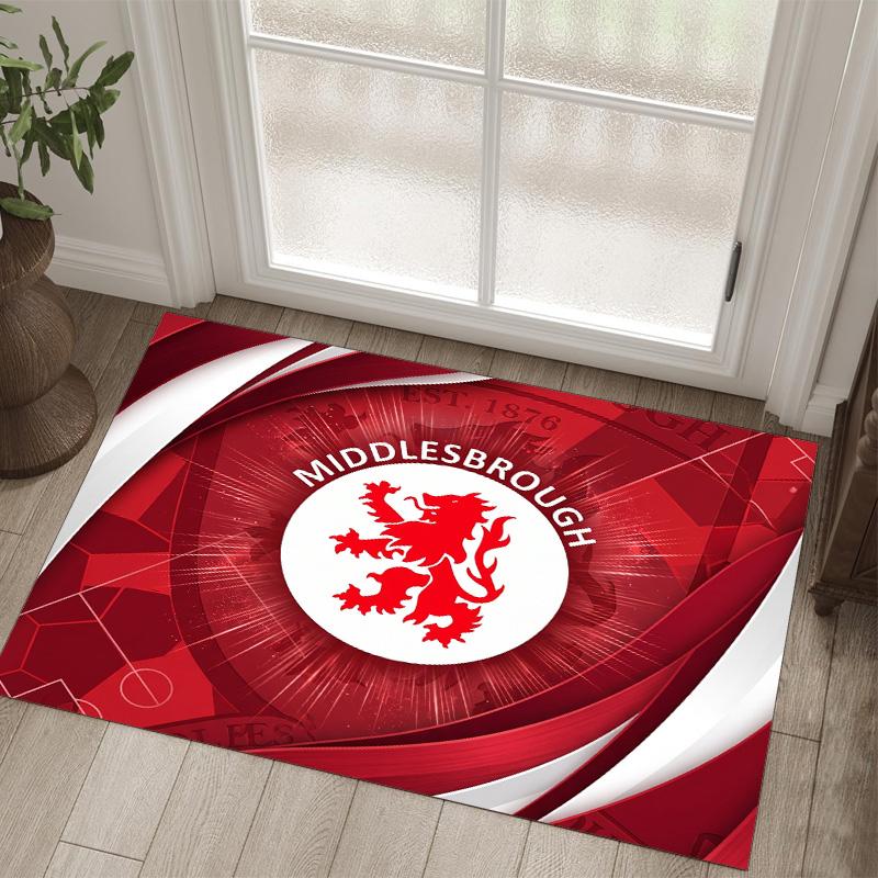 Middlesbrough Football Design Crystal Velvet Carpet Cozy Non?Slip Printed Rug For Bedroom Living Room Entrance