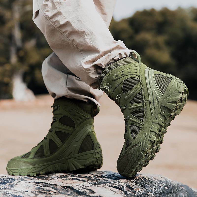 Outdoor climbing mountaineering new hiking tactical boots medium and high top large size field training shoes