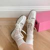 Niche Style White Lace-Up Ballet Flats for Women - 2025 Spring/Autumn Casual Mary Jane Shoes