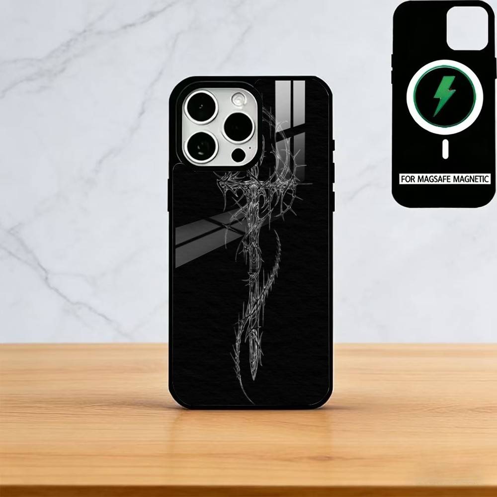 Кибер-сигил Крест Чехол для телефона Для iPhone17,16,15,14,13,12,11 Plus,Pro Магнитный Для Magsafe Беспроводная зарядка