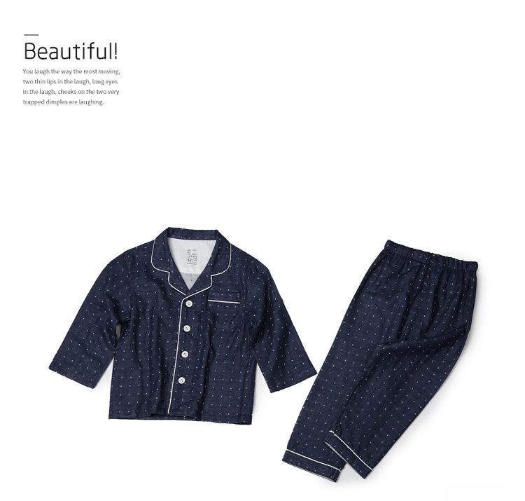 Детский хлопковый пижамный комплект - Двухслойная марля, в стиле Muji