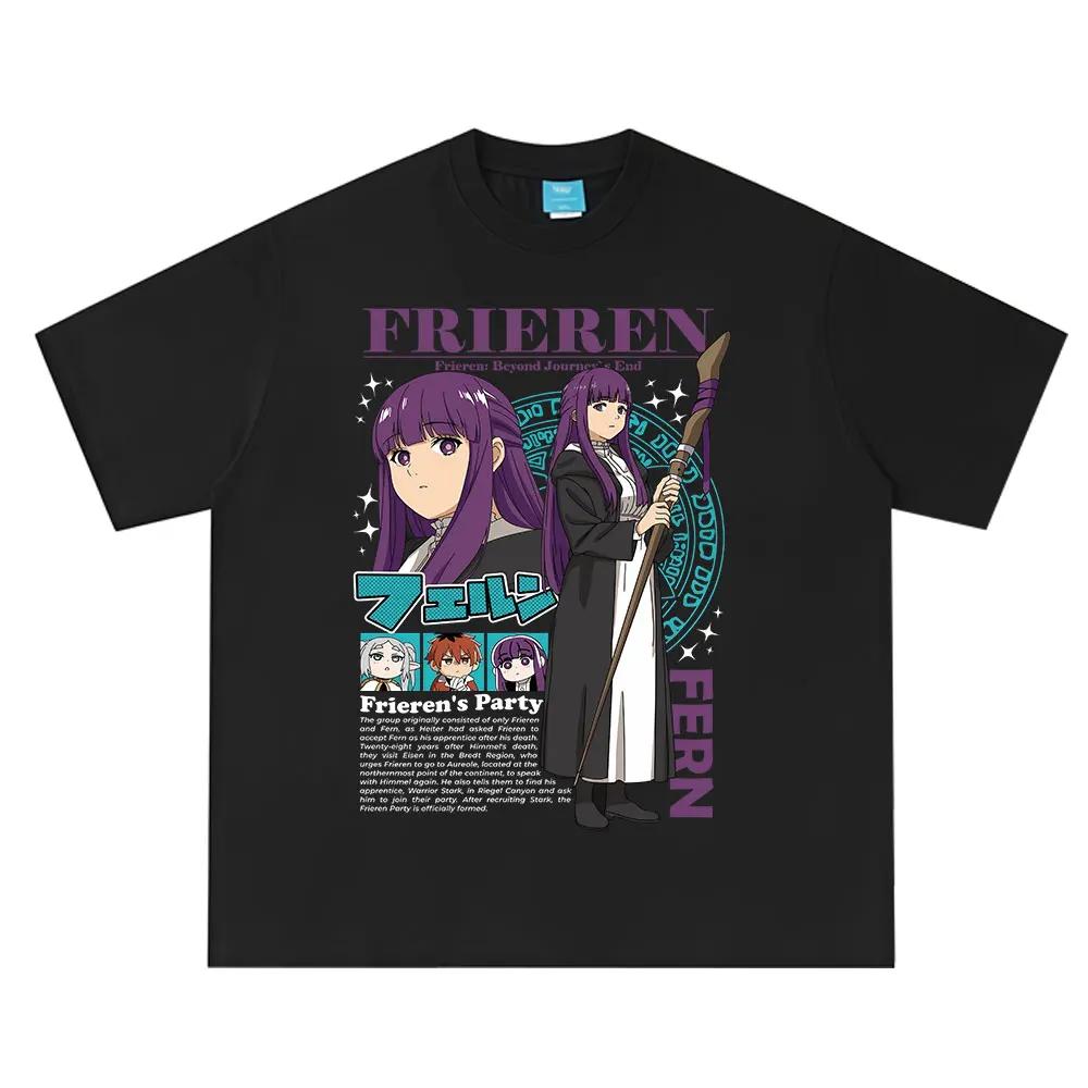 Anime Frieren_ Beyond Journey's End Fern Graphic T-shirt Men Women Clothing Fashion Short Sleeve T-shirts Cotton Summer T Shirt