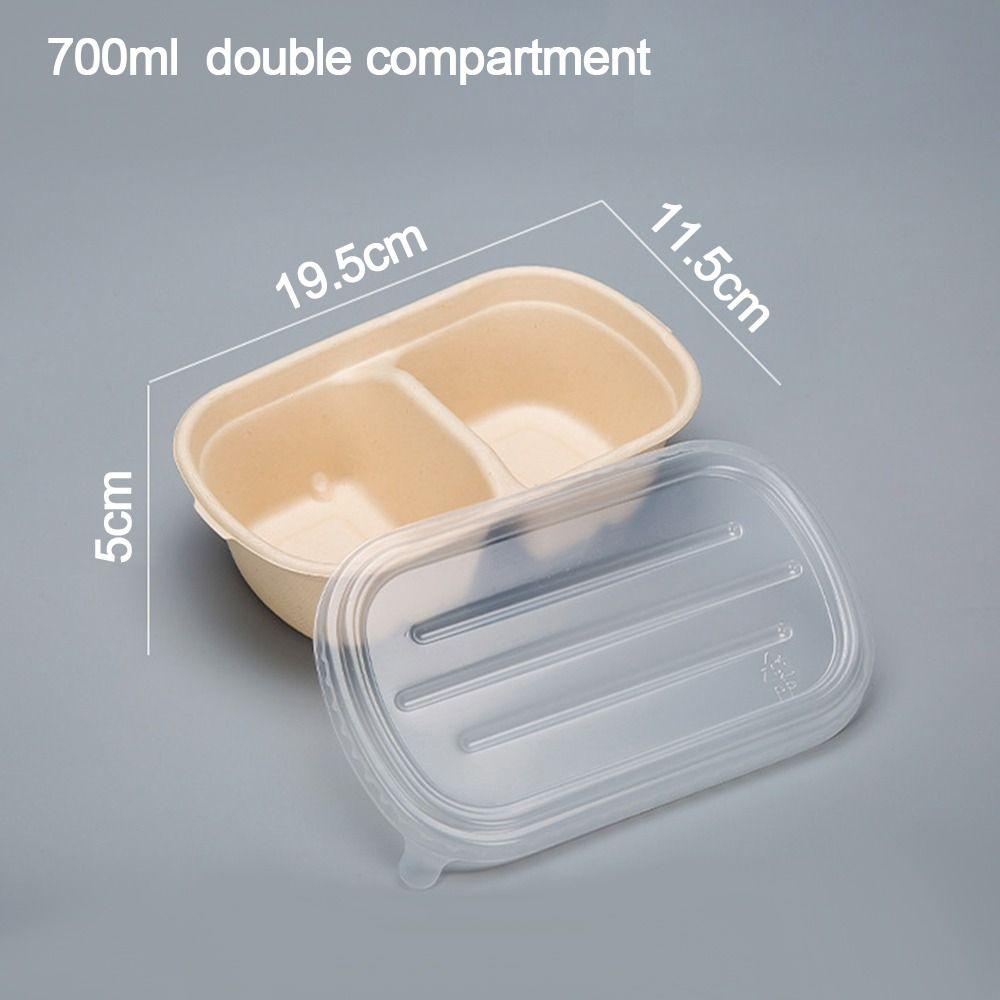 Разлагаемая легкая пищевая коробка 500 мл/700 мл/850 мл/1000 мл разделенная коробка для ланча одноразовая упаковка