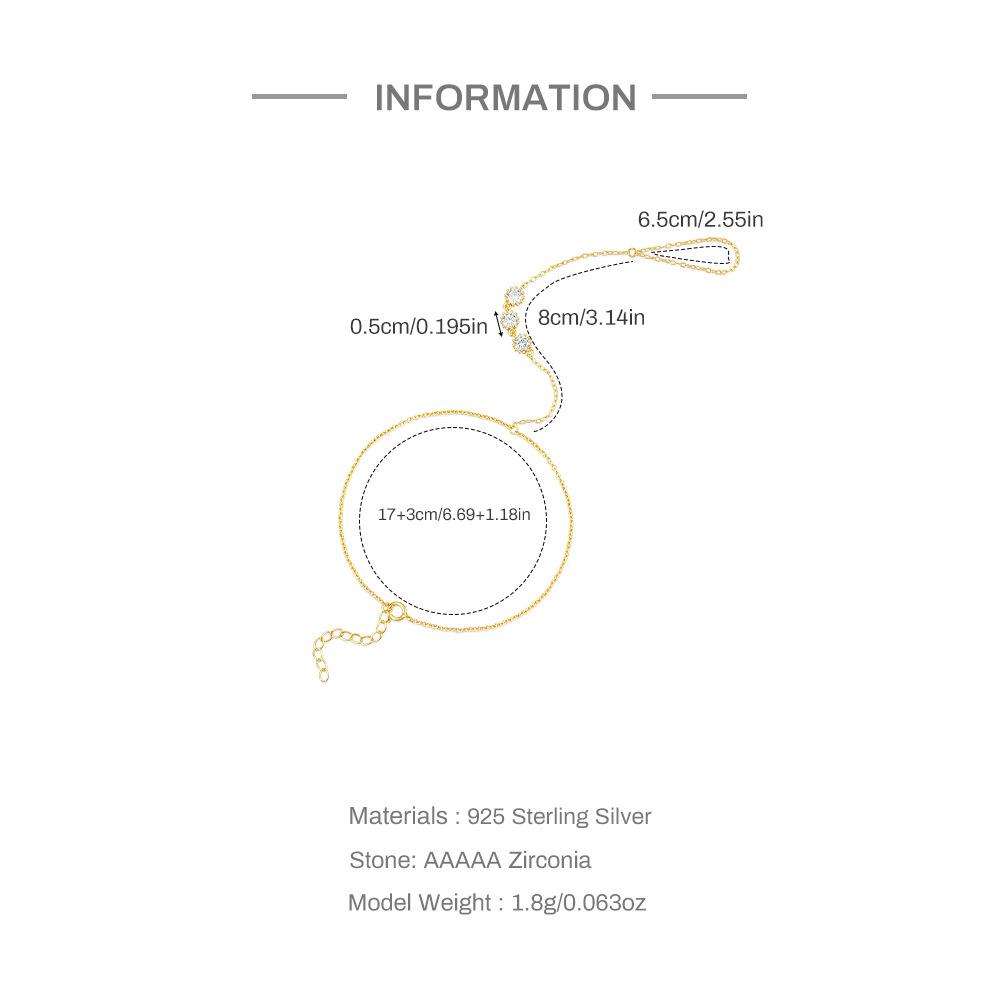 Золотой, модный женский браслет на палец из циркония, простой браслет из стерлингового серебра 925 пробы с бриллиантами