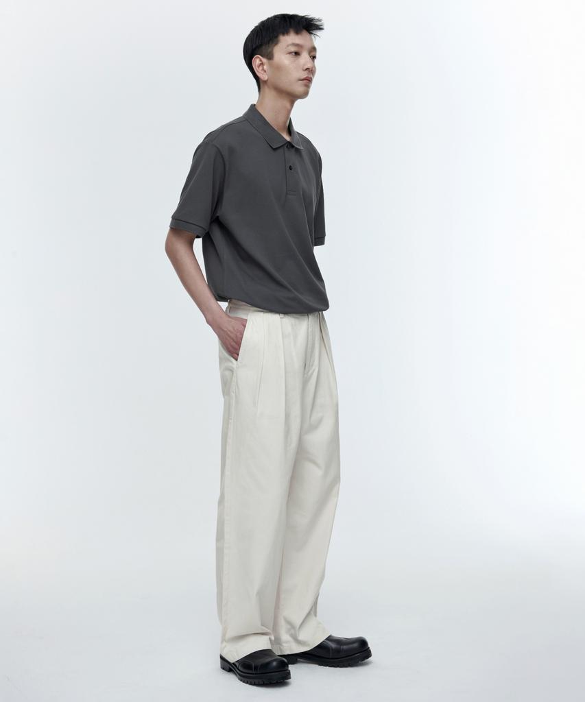 MUSINSA STANDARD [Cooltandard] Relaxed Fit Pique Polo Shirt [Gunmetal]