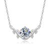 New Elegant Shiny 8mm 2CT Moissanite Necklace Vine Plant V-Neck Collarbone Chain Leaf Pendant Necklace for Women Gift