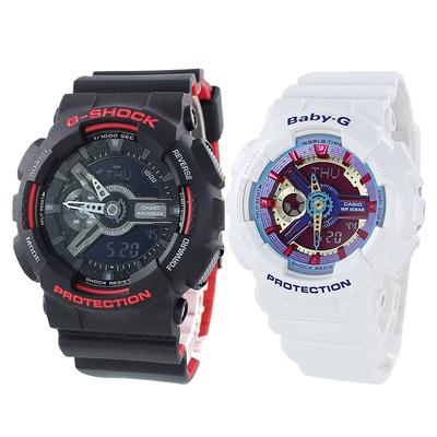 Водонепроницаемые парные часы CASIO, черные, белые, для кемпинга на открытом воздухе [Casio] G-SHOCK Baby-G, мужские, женские, GA-110HR-1ABA-112-7A [Товар]
