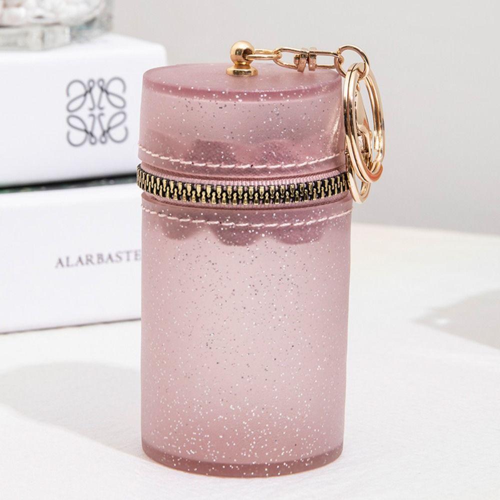 Мини-кошелек из ПВХ для монет, однотонный прозрачный мешочек для помады, блестящая сумка для хранения помады на открытом воздухе