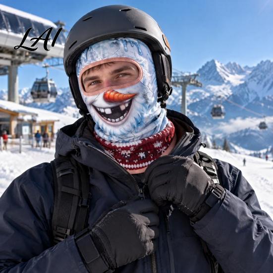 Outdoor Face Guard Velvet Mask for Christmas Santa Snowman Reindeer Elf Balaclava Holiday Winter Windproof Neck Gaiter Skiing Motorcycle Riding Men