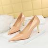 European and American Fashion Simple Metal Heel Super High Heel Shallow Mouth Pointed Bright Lacquer High Heel Shoes Women's Single Shoes 7.5CM