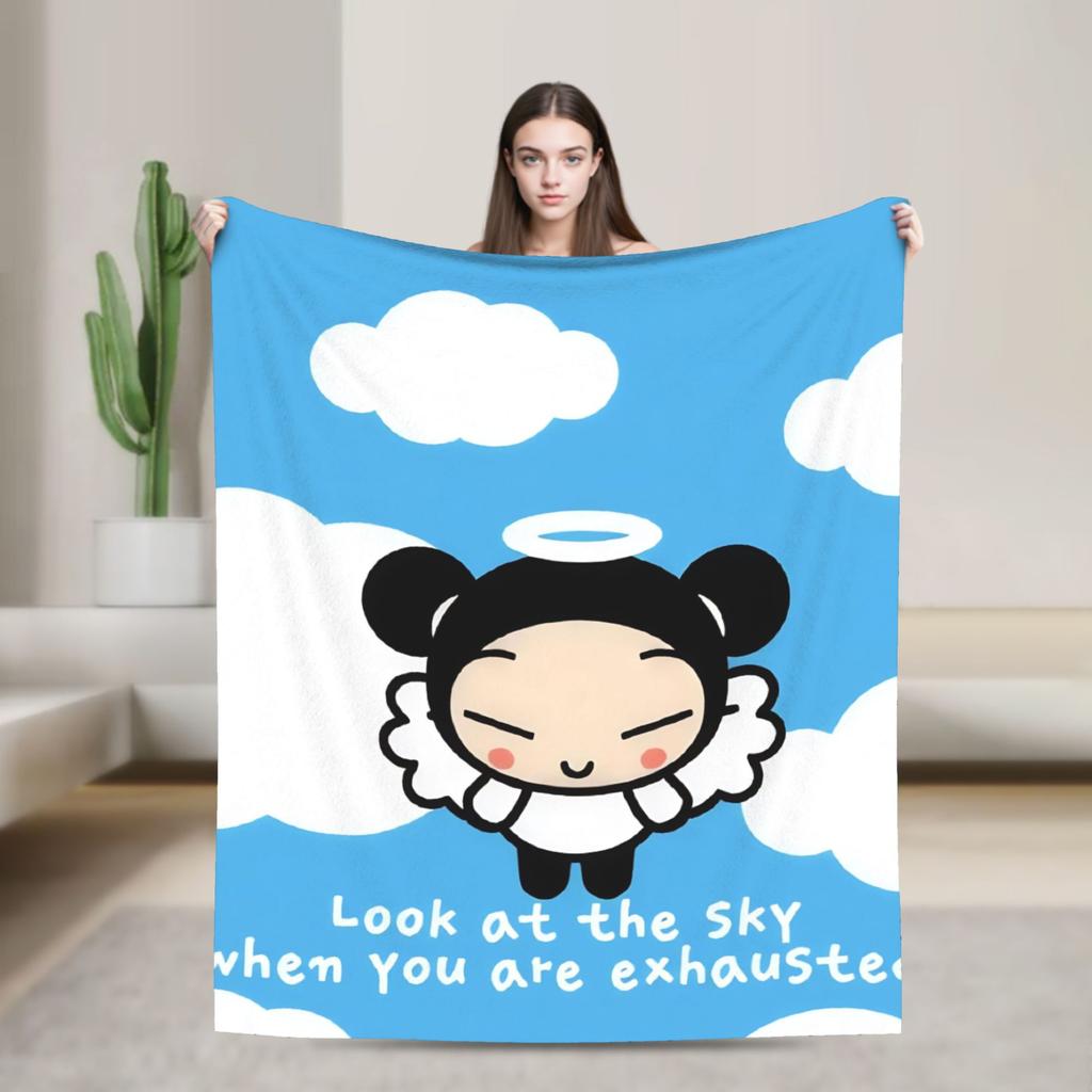 Кавайное одеяло P-Pucca Флисовое Осенне-Зимнее Дышащее Теплое Плед для Кровати Спальни Покрывала