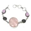 Браслет ручной работы из серебра 925 пробы с розовым кварцем и халцедоном, этнический, 7-8 дюймов O3E19