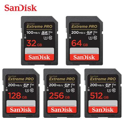 SanDisk Карта памяти SD Extreme PRO 128 ГБ SDHC 32 ГБ 64 ГБ 256 ГБ 512 ГБ SDXC C10 USH-1/U3/4K/V30 UHD Оригинал sandisk extreme Для камеры Автомобильного видеорегистратора Зеркальной камеры