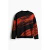 H M Loose Fit Jacquard Knit juMper Black Red Pattern