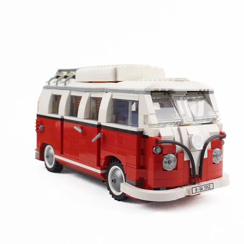 1354PCS Volkswagen T1 Camper Bricks Van Car Bluding Blocks High Techc Ideas Bus Compatible Technical 10220 Toy Child Gift