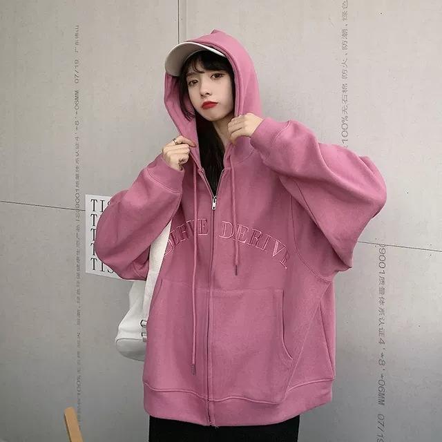 Кардиган с капюшоном, толстовка женская, больших размеров, осенняя, свободная, с длинным рукавом, на молнии, куртка, топ