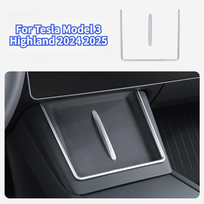 Wireless Charging Decorative Strip Frame for Tesla Model 3 Highland 2024 2025 Chrome Plated Interior Anti Scratch Accessories