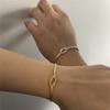 Titanium Steel Valentine'S Day Knot Snake Chain Bracelet Hand-Knotted Collarbone Chain Herringbone Necklace Ring Women'S Plated Real Gold Retention