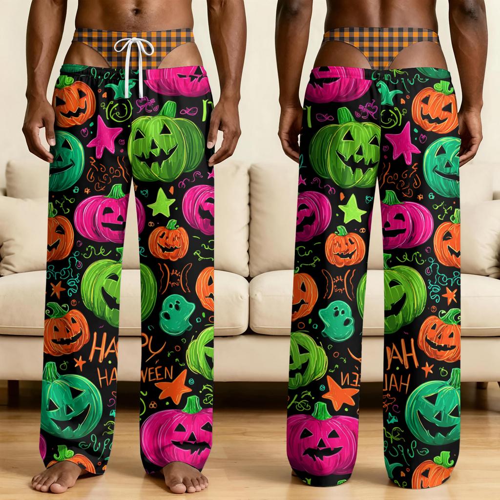 Мужские novelty пижамные штаны на Хэллоуин с забавным принтом под нижнее белье для сна