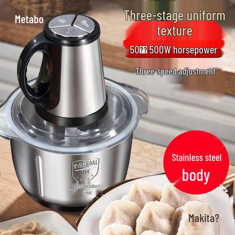 Electric Meat Grinder & Food Processor - Dough Mixer, Blender, Dumpling Filler, Chili Powder Maker