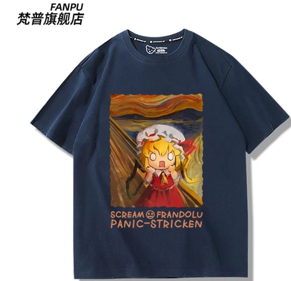 Japanese Anime Touhou Project Flandre Short Sleeve Tshirt Summer Cosplay Costume Casual Student Loose Tops New Gifts Fp