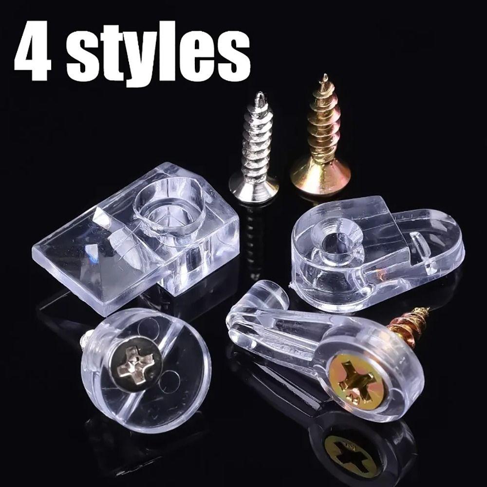 100Pcs with Screws Glass Fixing Clip Kit Plastic Mirror Holder Clip  Cabinet Doors Windows