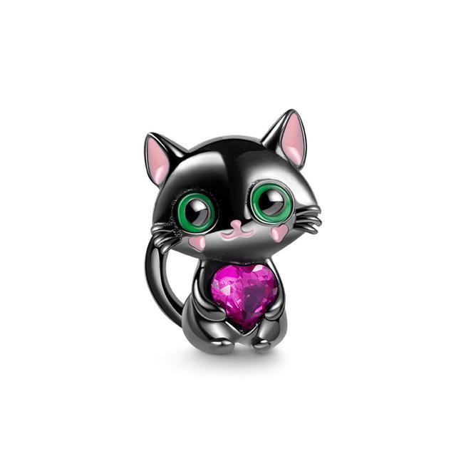 Подвеска из стерлингового серебра 925 пробы, романтическая розовая любовь, фиолетовый камень, подходящий для модного браслета для женщин, изготовление ювелирных изделий своими руками