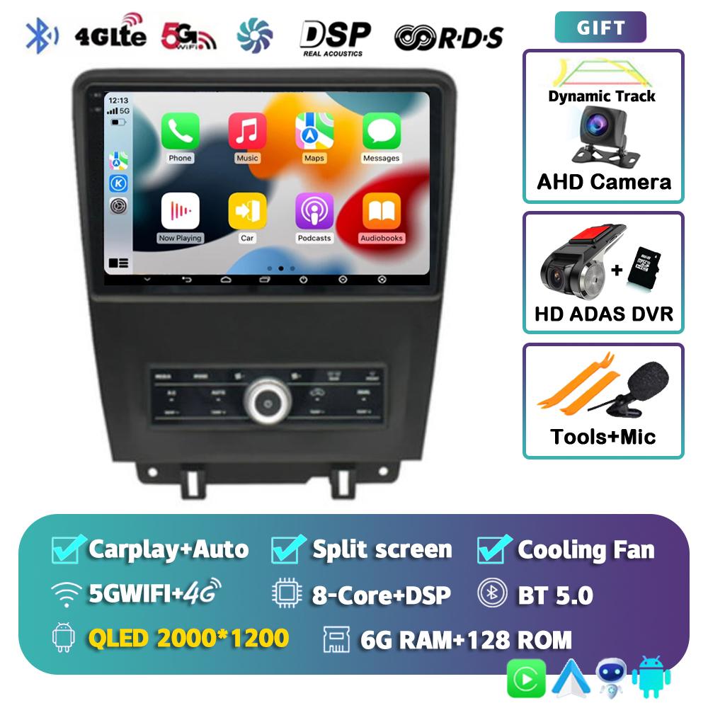 Android 14 Carplay Auto для Ford Mustang 2010 2011 2012 2013 2014 Автомобильный радиоприемник Мультимедийный плеер Видео GPS Стерео WIFI+4G 2 din DSP