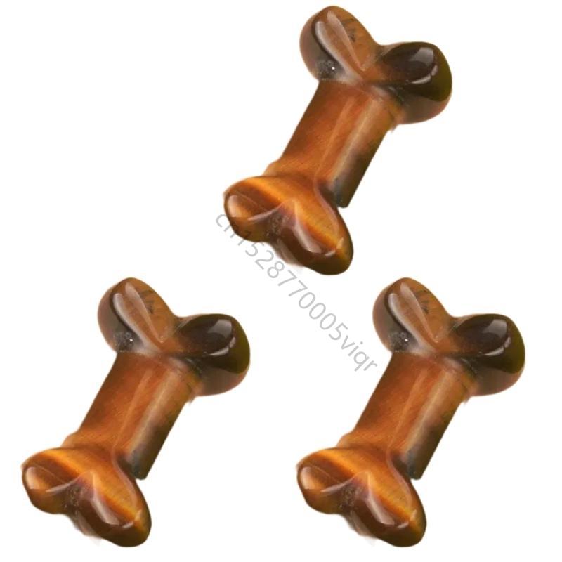 3pcs Natural Crystals Stone Dog Bone Ornaments Hand Carve for Personalize and Stylish Room Decoration Daily Use AXYD