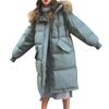 Women's Solid Color Long Sleeve Large Size Down Cotton Coat Mid Length Loose Hooded Coat