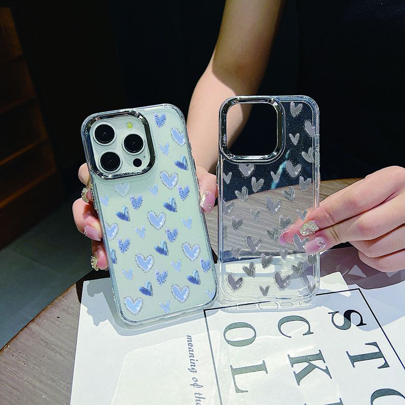 Милый маленький принт в виде сердечек для iPhone 16, 15 Pro Max, 14, 13, 12 Pro, 11, защитный прозрачный противоударный чехол для телефона