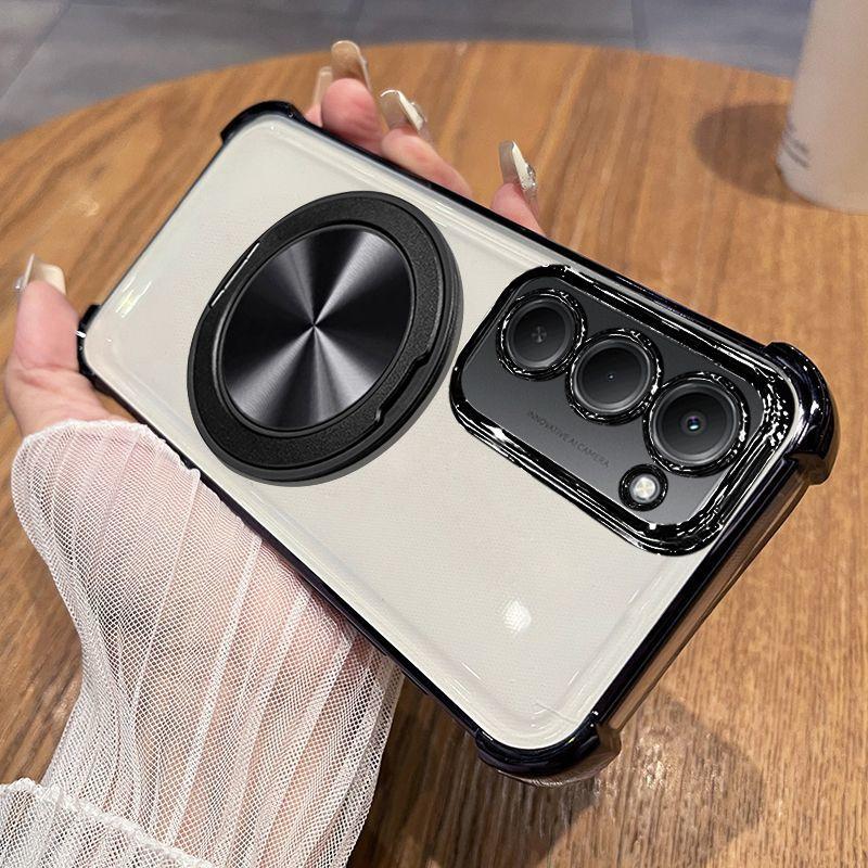 Вращающийся на 360 градусов магнитный кронштейн Чехол для телефона для Xiaomi Redmi 15 15C 4G 5G Прозрачный Противоударный Гальванизированный Силиконовый Чехол
