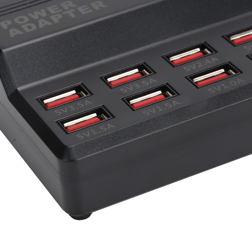 Универсальное USB-зарядное устройство 12A, Быстрая зарядка, 10 портов, Зарядное устройство с несколькими портами, 60 Вт, USB-станция для зарядки, Для путешествий
