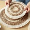 25/38cm Straw Hand-woven Placemat Tassel Round Cup Mat Bowl Mat