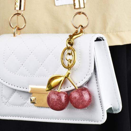 Сверкающий брелок с подвеской в виде вишни, металлическая сумка с вишней, брелок для ключей, подвеска для сумки, сумки, кошелька, ключа