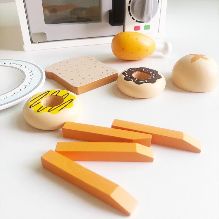Children'S Microwave Oven Oven Baking Toys Wooden Simulation Playing Home Kitchen Dining Kitchen Parent-Child Interactive Toys