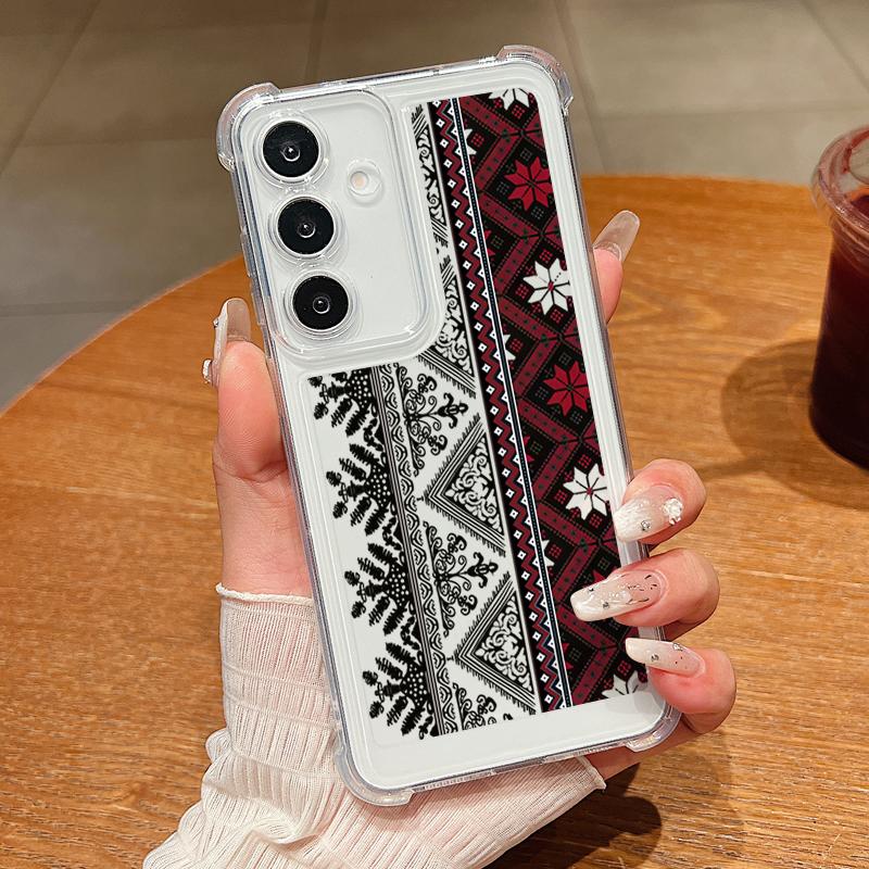 Винтажный чехол из прозрачного ТПУ с узором тотема для Samsung Galaxy S25 Edge S25 S24 S23 S22 Ultra S24 FE A56 A16 A55 A15 A54 5G