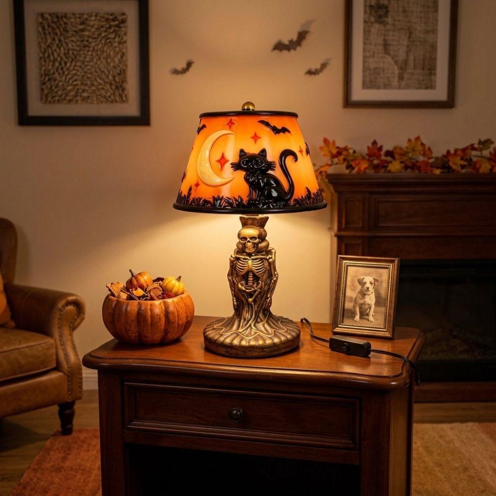 Painted Resin Pumpkin Lamp Handcrafted Halloween Table Lamp Indoor Home Decor