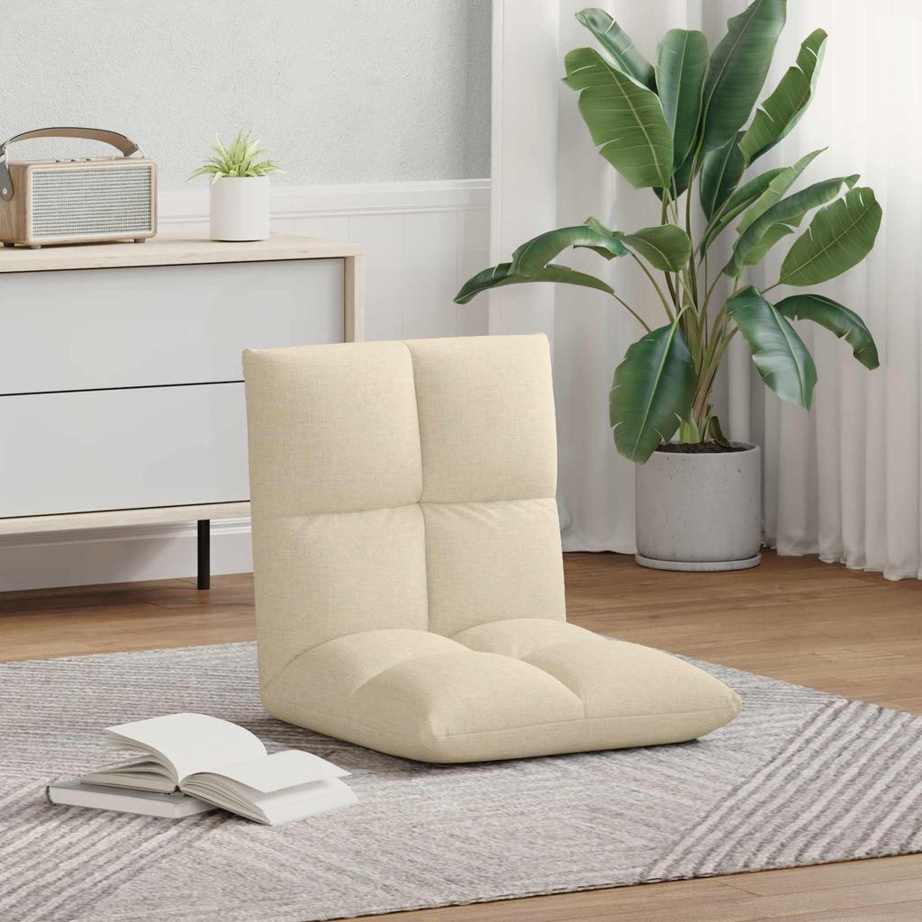 Adjustable Footstool Cream Fabric