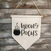Hocus Pocus Fall Party Decorations Supplies Pennant Flag Halloween Home Decor Canvas Banner Halloween Sign Hanging Wall Art