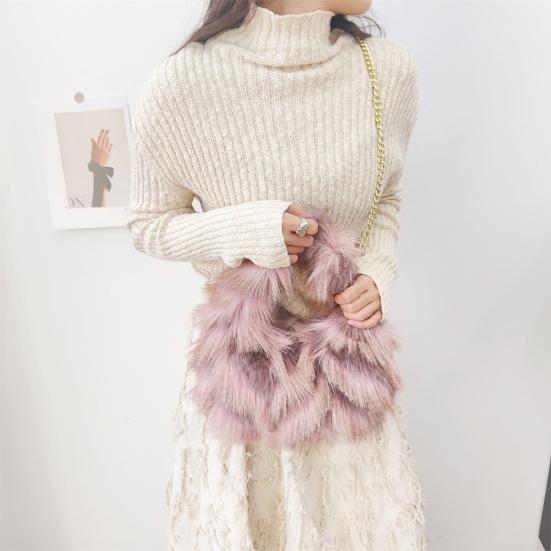 Пушистая сумка через плечо Женская сумка кроссбоди из искусственного меха Мохнатая пушистая сумочка с цепочкой на плечевом ремне для путешествий, работы, шопинга, свиданий