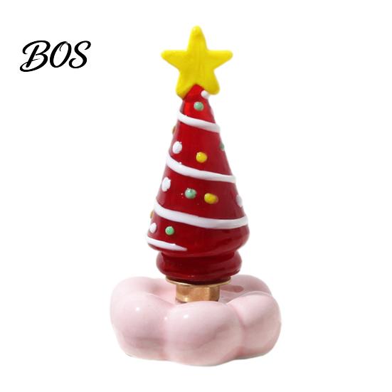 Crystal Tree with Star Topper Handmade Glass Christmas Ornament Top And Colorful Bead Details, Decorative Tabletop Trees Desktop Rotating Figurine for