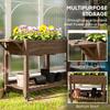 46 x 94cm Wooden Raised Planter, with Shelves - Carbonised